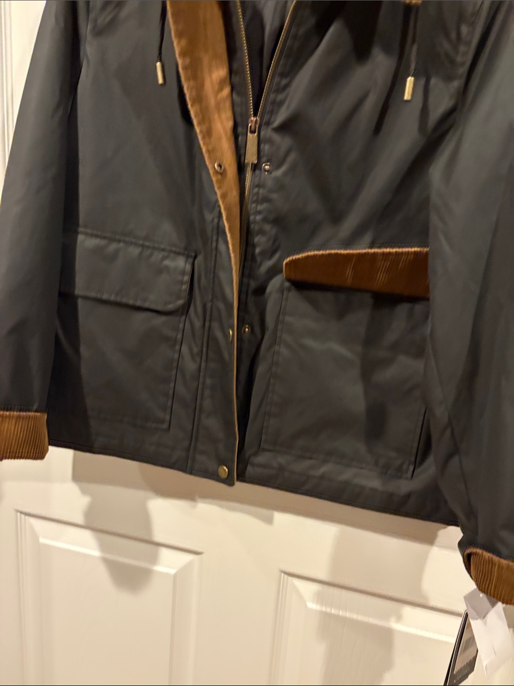 Sanctuary Black Utility Jacket with Brown Corduroy Trimmed Collar - Picture 4 of 11
